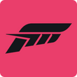 Pink and black Forza Horizon logo for Forza Horizon 5 credits on Vortex Advance.